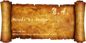 Nováki Andor névjegykártya