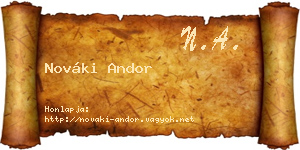 Nováki Andor névjegykártya